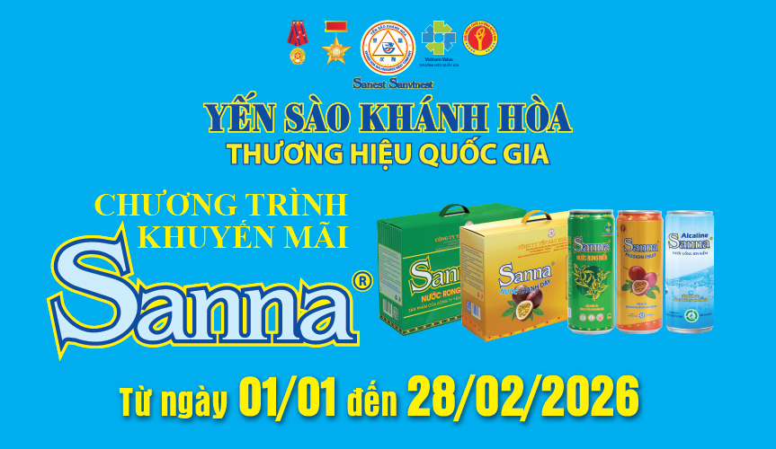 Chương trình khuyến mãi các dòng sản phẩm Sanna áp dụng tại hệ thống Cửa hàng GTSP trực thuộc Công ty từ ngày 01/01/2026 đến hết ngày 28/02/2026