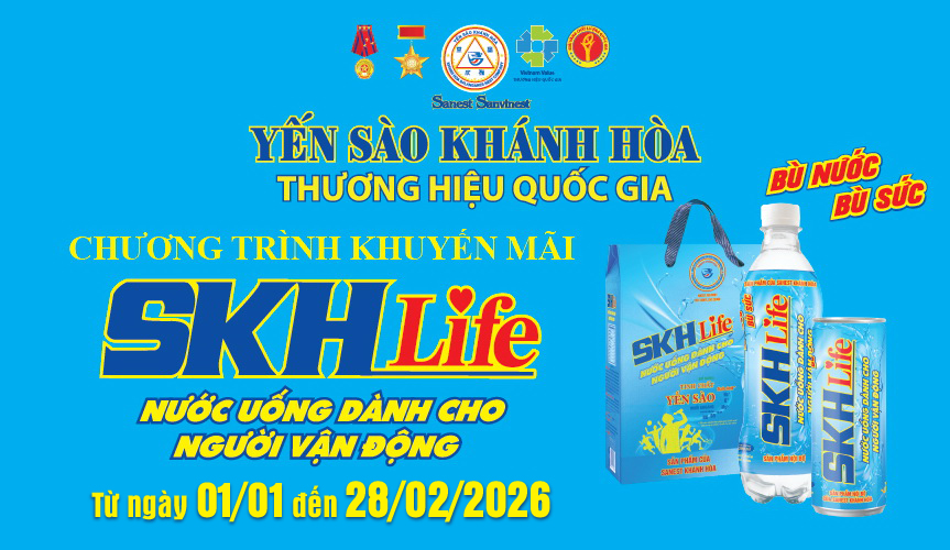 Chương trình khuyến mãi các dòng sản phẩm Nước uống dành cho người vận động SKHLife áp dụng tại hệ thống Cửa hàng GTSP trực thuộc Công ty từ ngày 01/01/2026 đến hết ngày 28/02/2026