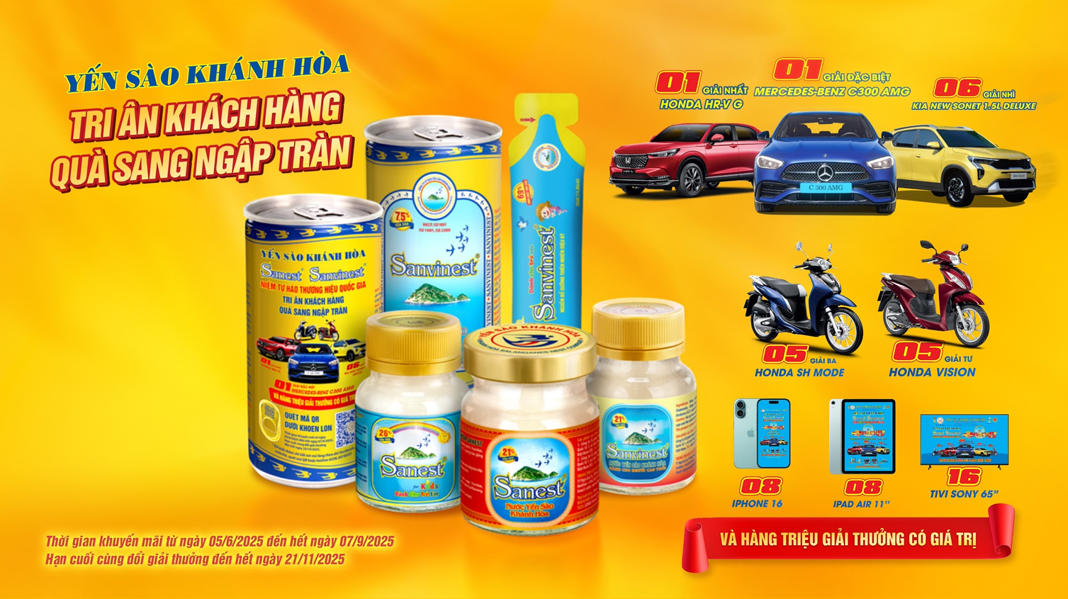 Danh sách Khách hàng trúng thưởng chương trình khuyến mại Yến sào Khánh Hòa Sanest Sanvinest, niềm tự hào thương hiệu quốc gia
