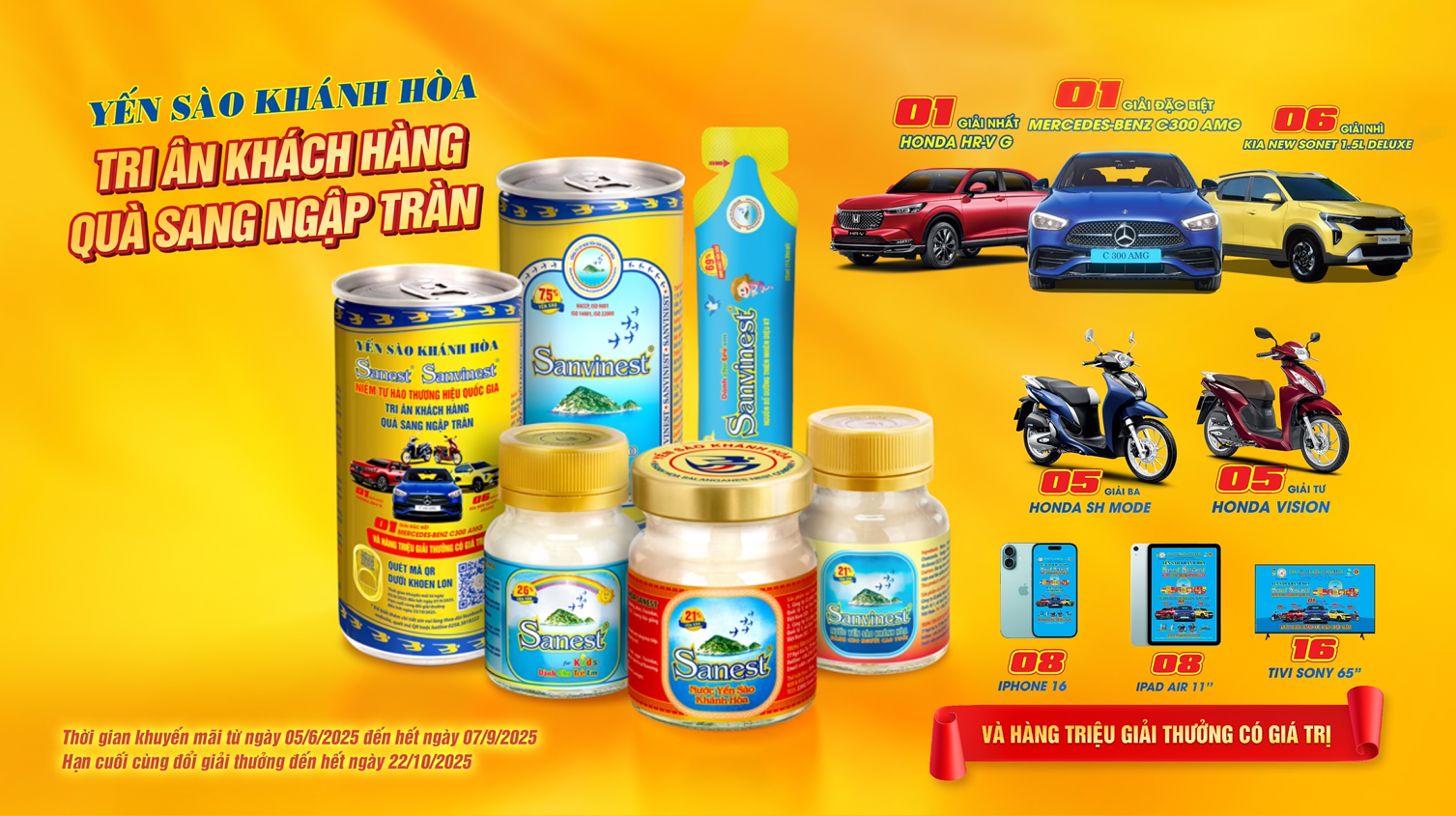 Danh sách Khách hàng trúng thưởng chương trình khuyến mại Yến sào Khánh Hòa sanest sanvinest, niềm tự hào thương hiệu quốc gia