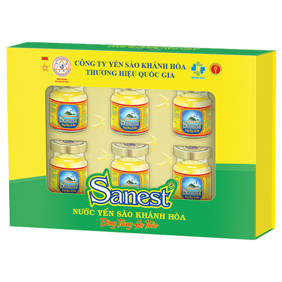 Nước yến sào Khánh Hòa Sanest Đông trùng Hạ thảo hộp 6 lọ 70ml - 005H6