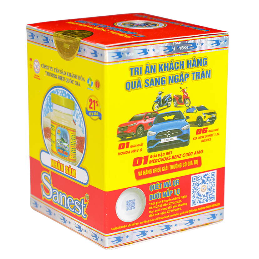 Nước Yến sào Khánh Hòa Sanest Fucoidan Nhân sâm hộp 1 lọ 70ml - S700