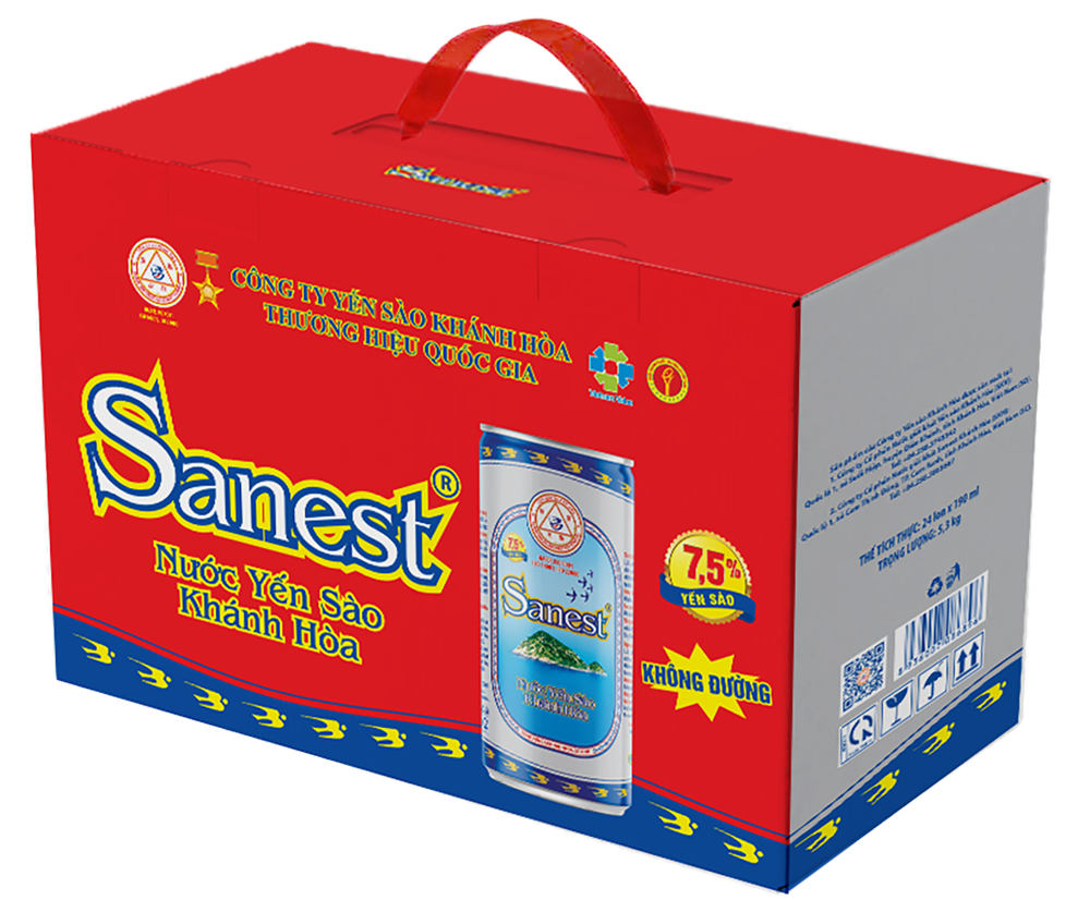 Nước yến sào Khánh Hòa Sanest không đường thùng 24 lon 190ml