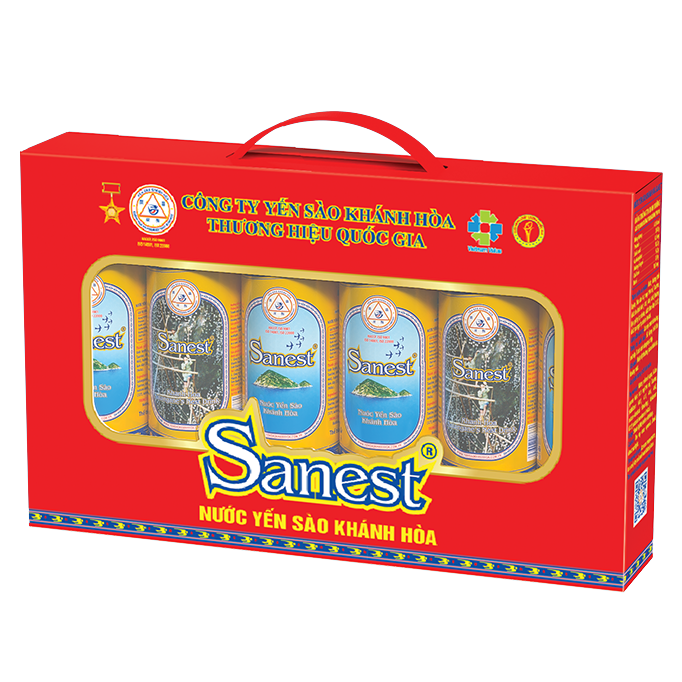 Nước Yến sào Khánh Hòa Sanest hộp 6 lon hộp quà tặng - 001H6QT