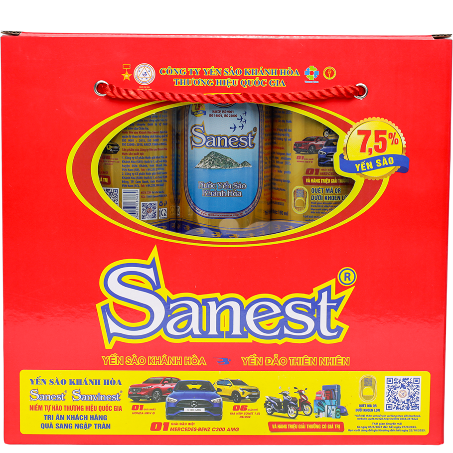 Nước Yến sào Khánh Hòa Sanest hộp 6 lon hộp quà tặng - S001H6QT