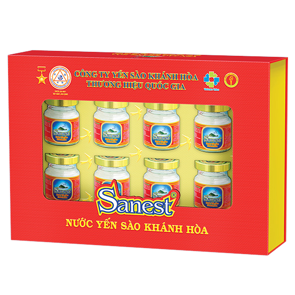 Nước yến sào Khánh Hòa Sanest hộp 8 lọ 70ml Quà tặng