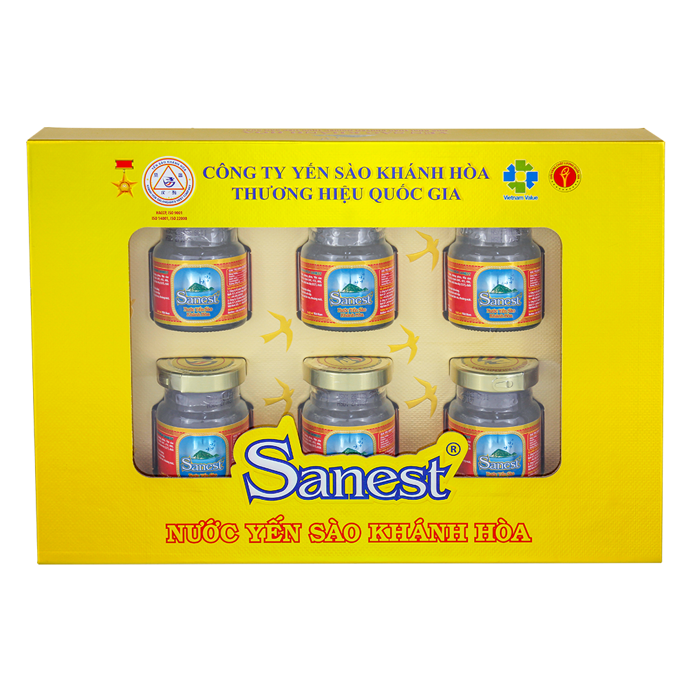 Nước Yến sào Khánh Hòa Sanest hộp 6 lọ 70ml QT - 002H6QT