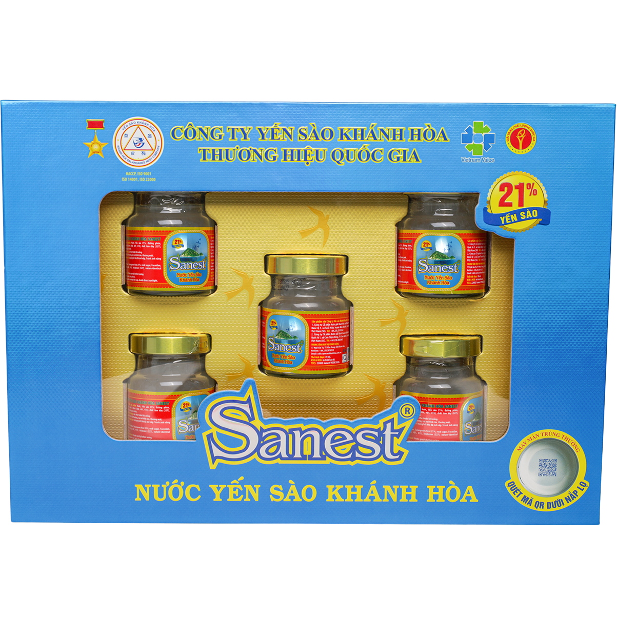 Nước Yến sào Khánh Hòa Sanest hộp 5 lọ 70ml - S002H5