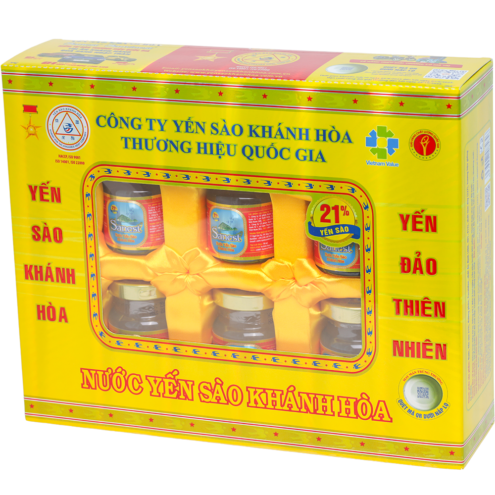 Nước Yến sào Khánh Hòa Sanest hộp 6 lọ 70ml - S002H6