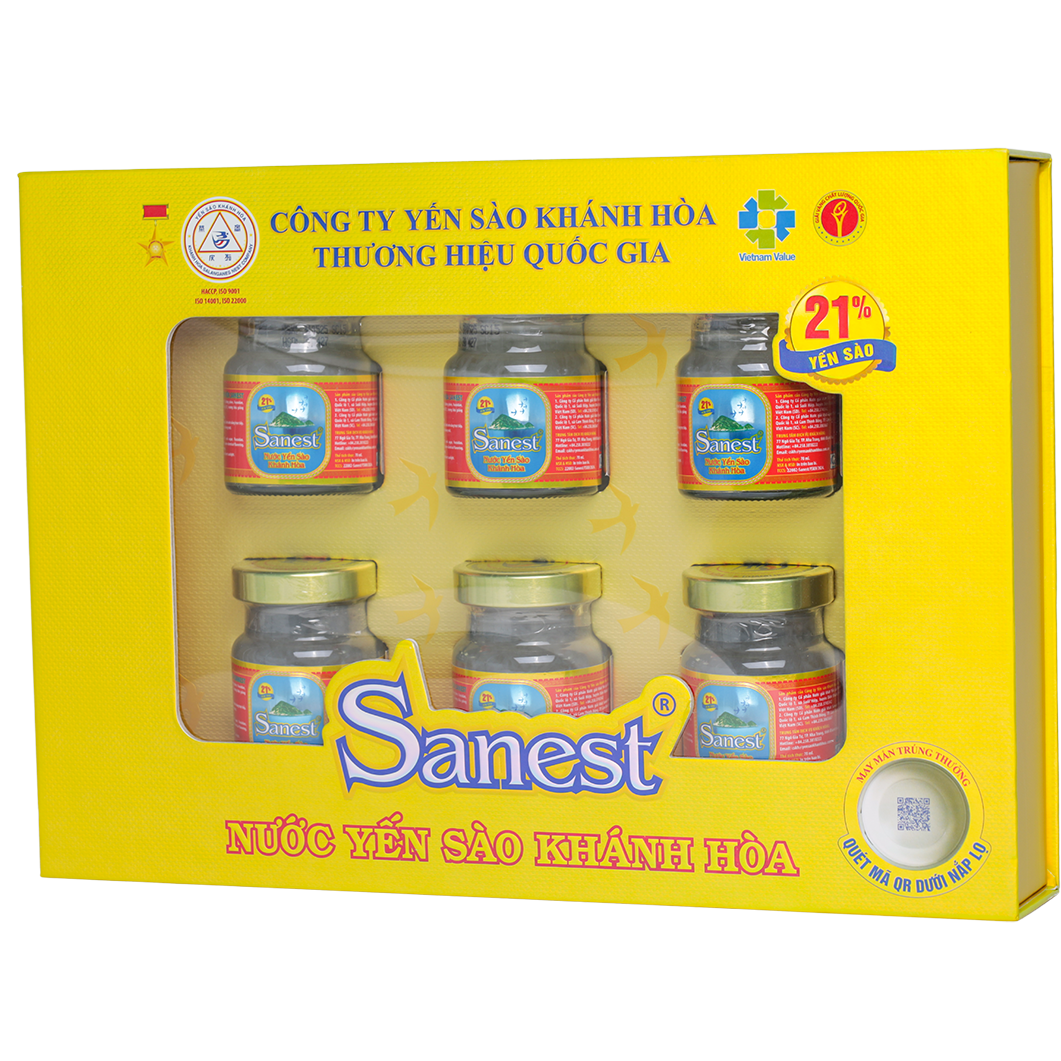 Nước yến sào Khánh Hòa Sanest hộp 6 lọ 70ml Quà tặng
