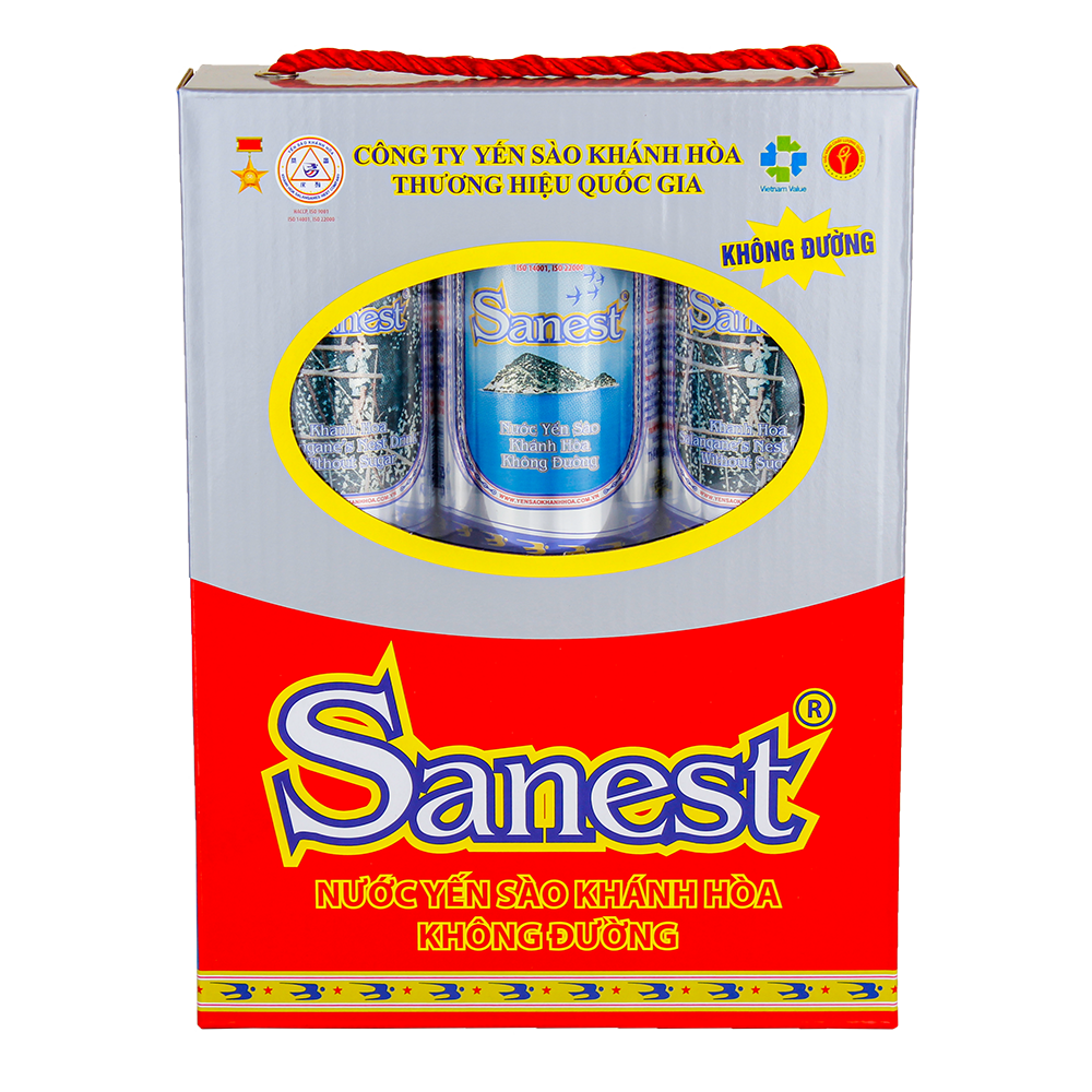 Nước Yến sào Khánh Hòa Sanest không đường hộp 6 lon 190ml - 003H6