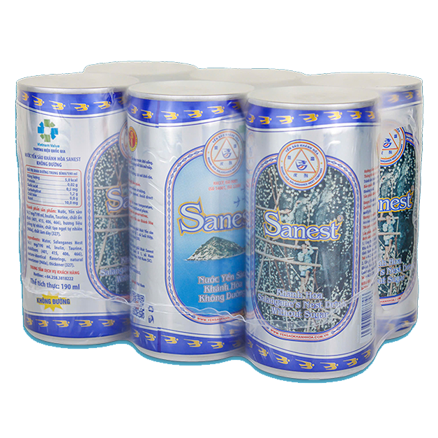 Nước Yến sào Khánh Hòa Sanest không đường lốc 6 lon 190ml - 003L6