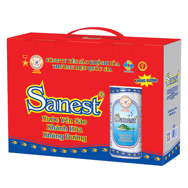 Nước Yến sào Khánh Hòa Sanest không đường thùng 24 lon 190ml - 003T24