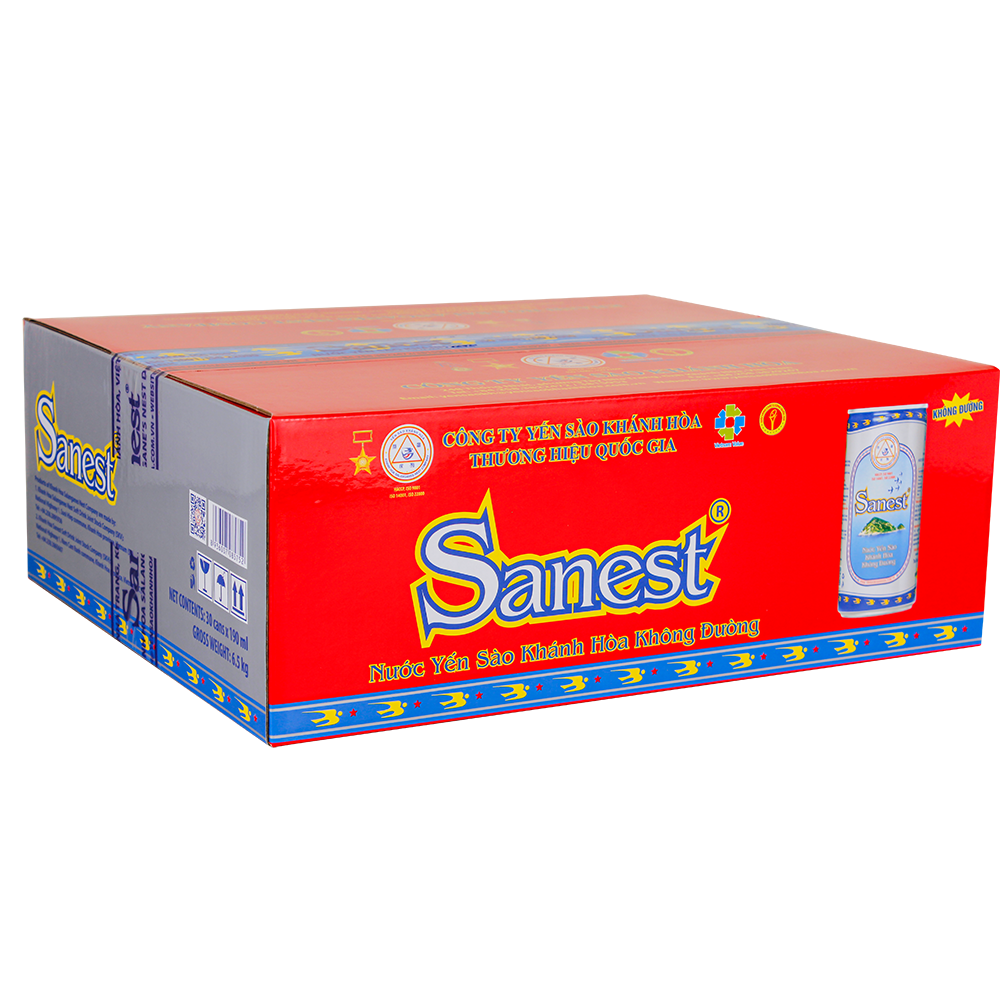 Nước Yến sào Khánh Hòa Sanest không đường thùng 30 lon 190ml - 003T30