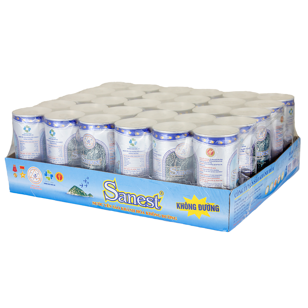 Nước Yến sào Khánh Hòa Sanest không đường khay 30 lon 190ml - 003K30