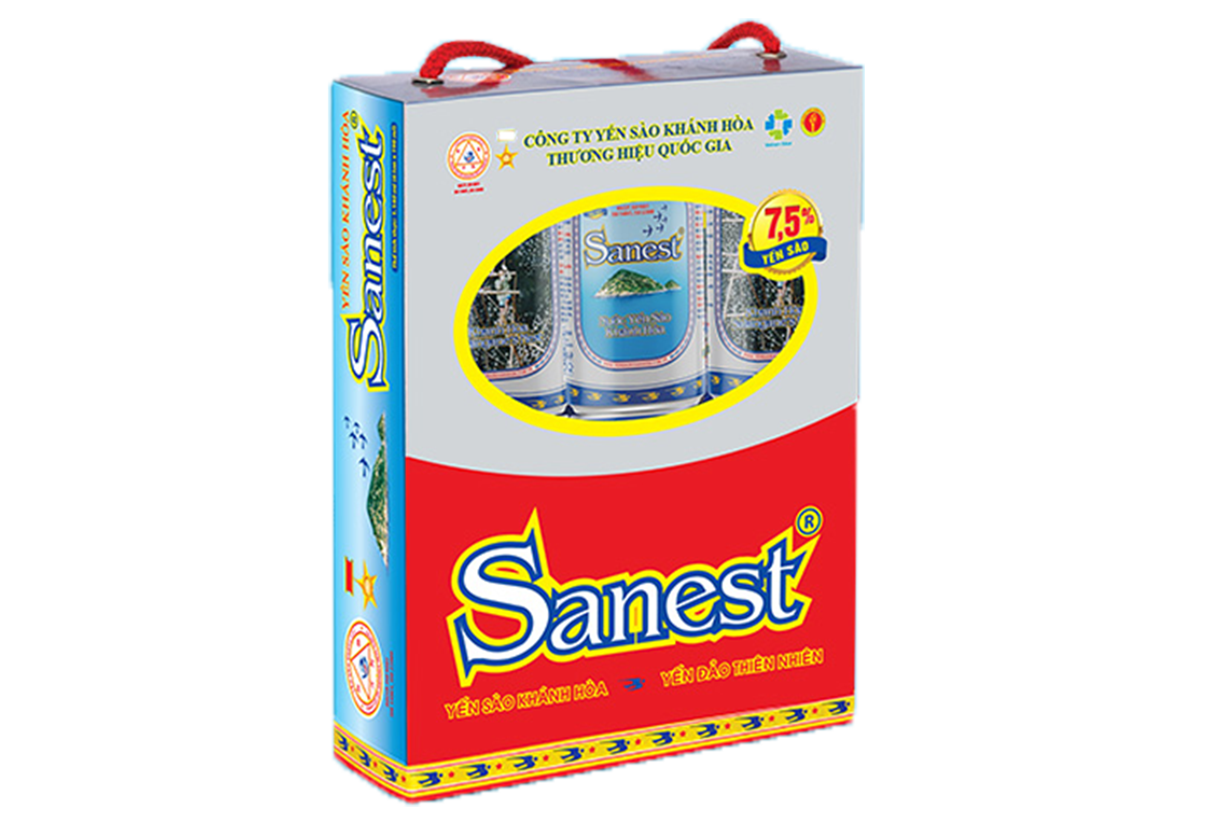 Nước Yến sào Khánh Hòa Sanest không đường hộp 6 lon 190ml - S003H6