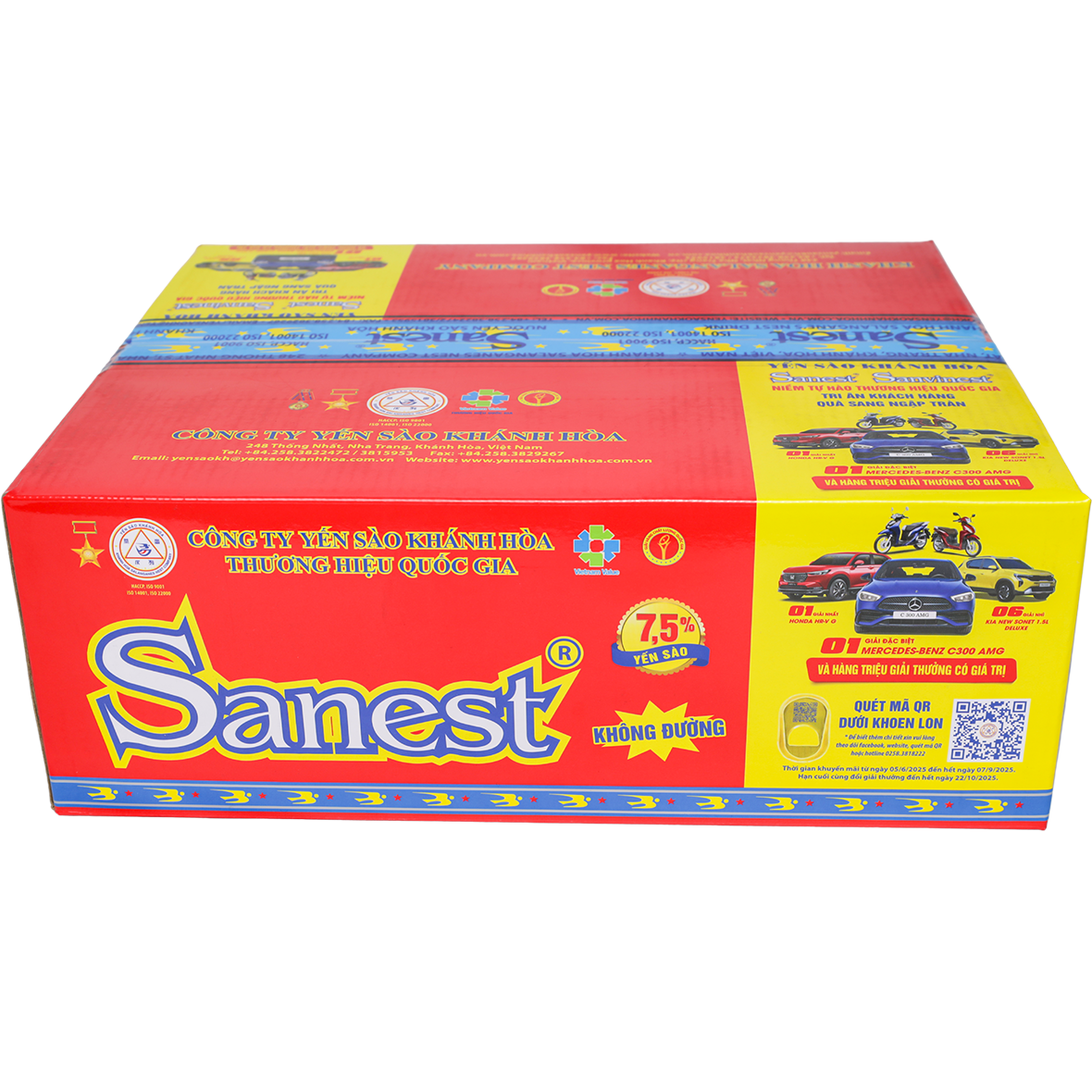 Nước Yến sào Khánh Hòa Sanest không đường thùng 30 lon 190ml - S003T30