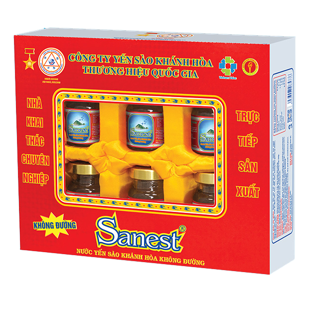 Nước Yến sào Khánh Hòa Sanest không đường hộp 6 lọ 70ml - 029H6