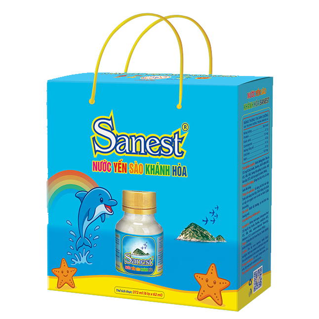Nước Yến sào Khánh Hòa Sanest dành cho trẻ em hộp 6 lọ 62ml - 161H6