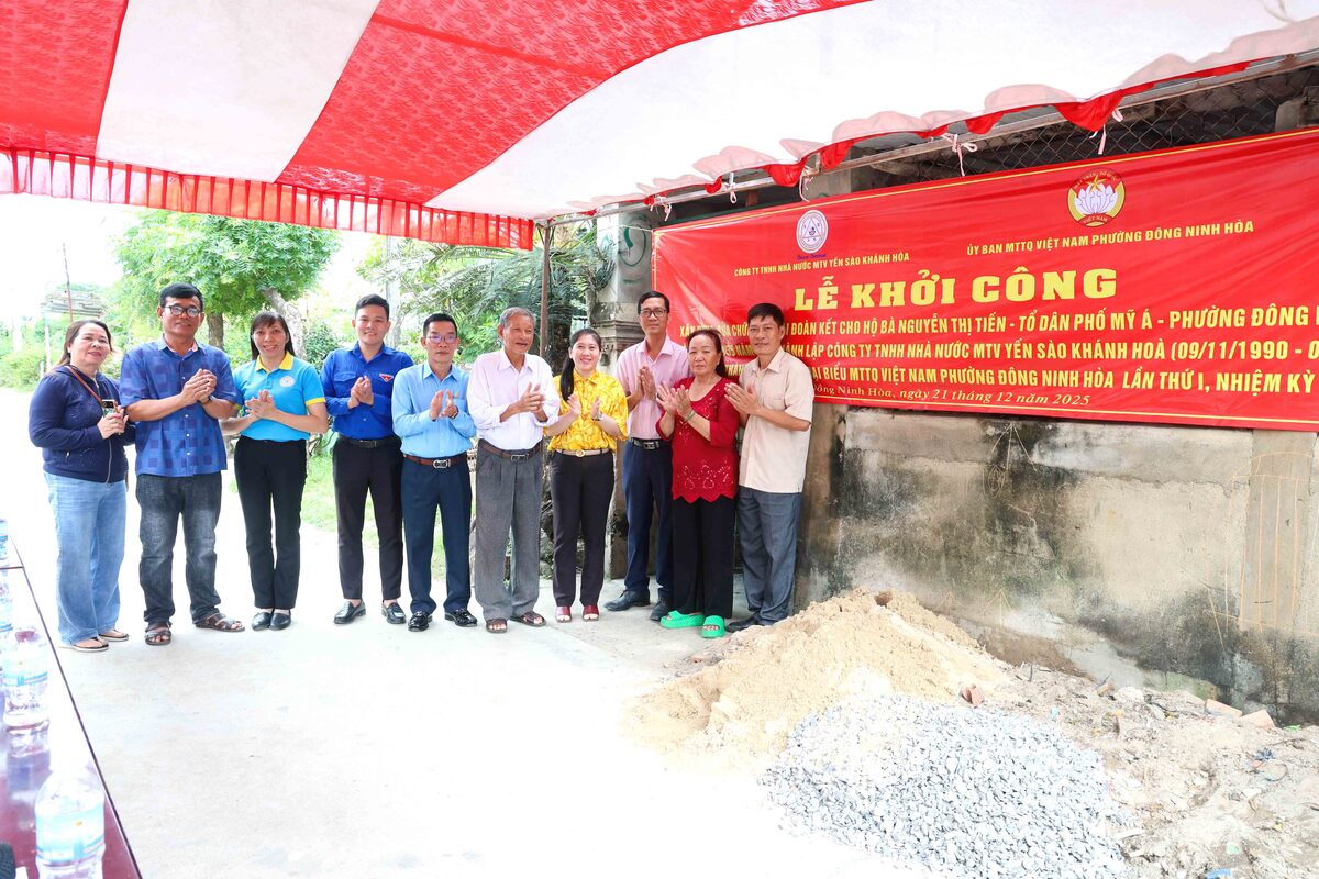 YẾN SÀO KHÁNH HOÀ KHỞI CÔNG 05 NHÀ ĐẠI ĐOÀN KẾT TẠI PHƯỜNG ĐÔNG NINH HOÀ